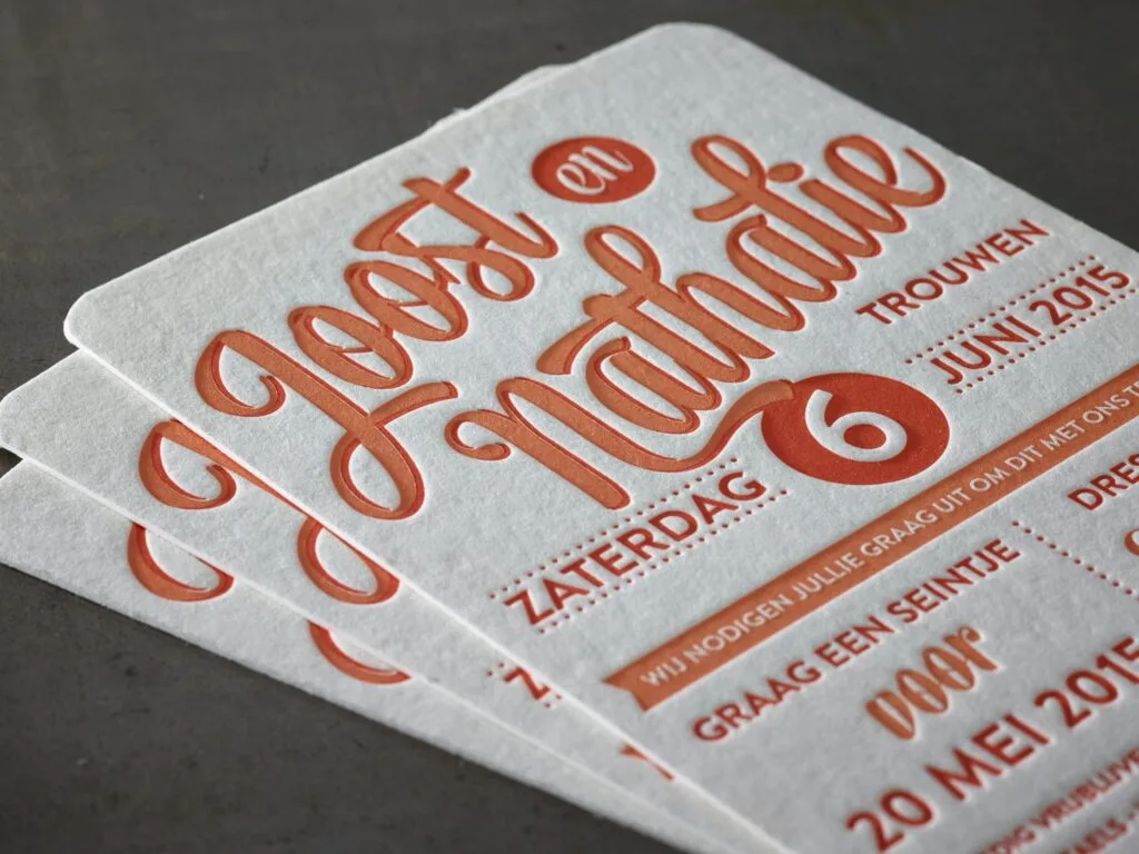 Tarjeta de visita realizada mediante impresión letterpress